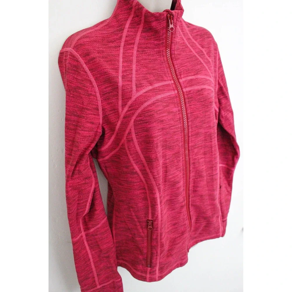 Lululemon Define Jacket Size 12 Pink Space Dye‎ Full Zip Thumbholes Original